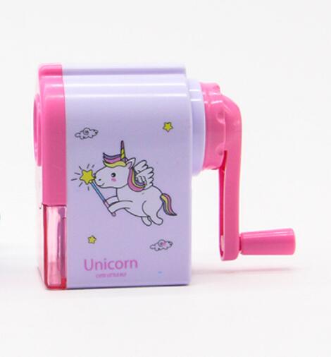Sacapuntas de unicornio con dibujo de delfín, sacapuntas con manivela manual, bonito sacapuntas mecánico de mano, de papelería, útiles escolares: Unicorn