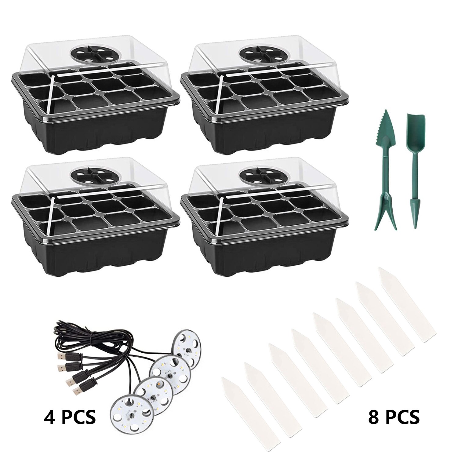 5 -pack startbrickor för växtfrö, startbricka för plantor med odlingsbrickor för odling av lätta växthus med hål 60 celler per bricka: 4 st
