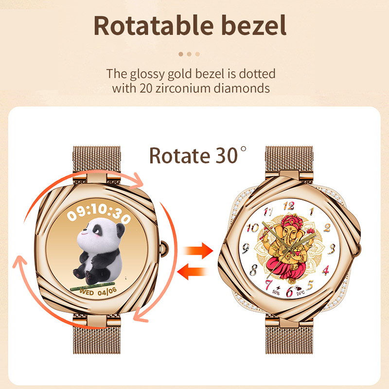 Aiweile AW5 accorto Orologi Donna Smartwatch Chiamata Bluetooth fitness inseguitore Riproduzione musicale AMOLED Coreano Ebraico Vietnamese