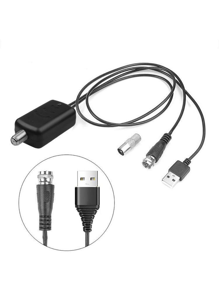 digital TV Signal Amplifier Booster high definition channel 25dB low noise HDTV ground wave height gain receiving amplifier: black