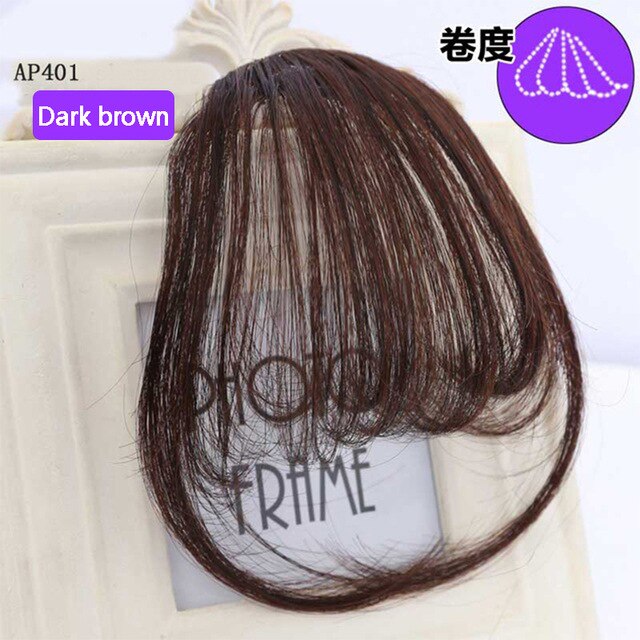 Buqi clip on otsatukka hiuslisäkkeet naisille suora siisti otsatukka ruskea klipsi hiustenpidennyksissä synteettiset topper otsatukka klipsit: L6-55