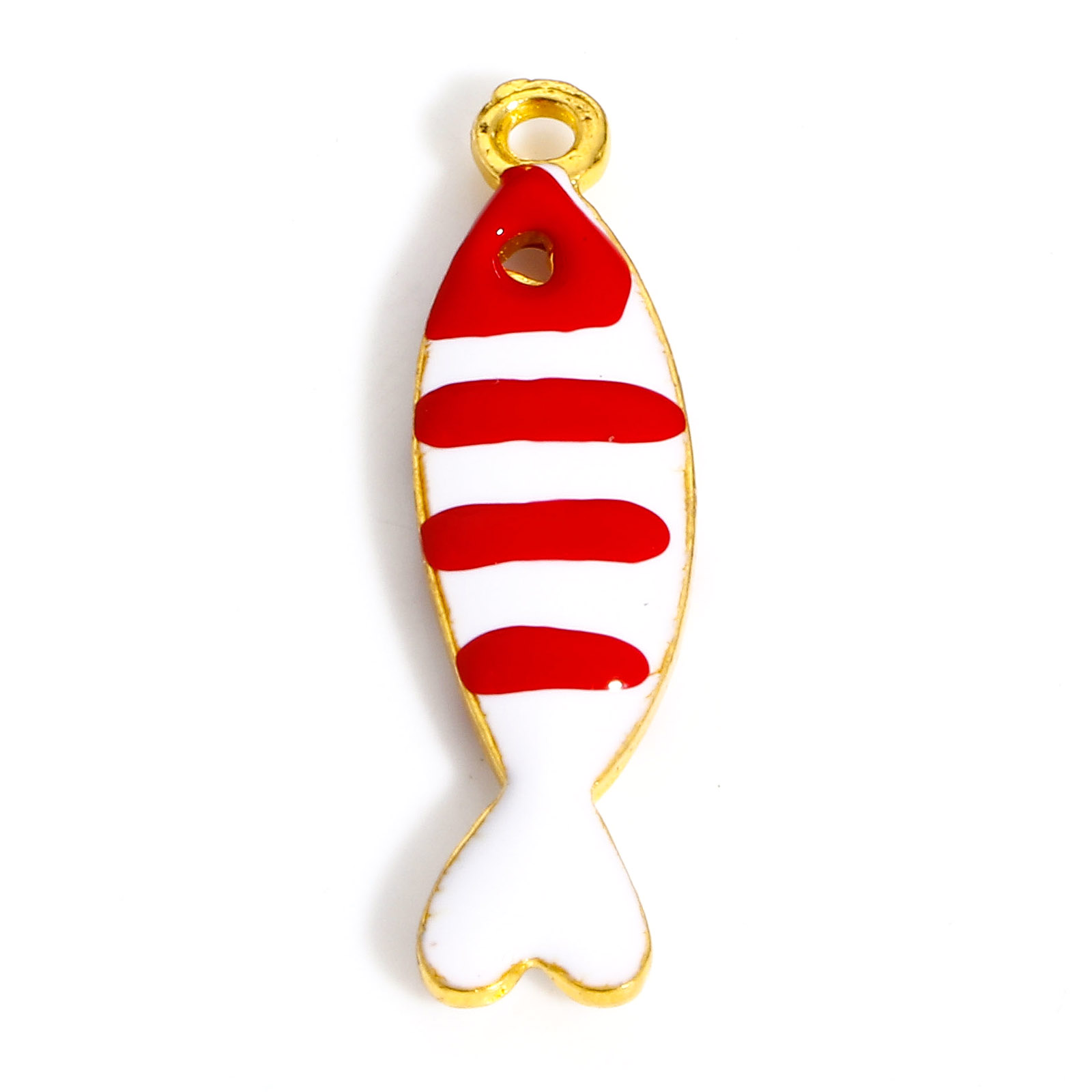 Dijes de pez de aleación de doble cara esmaltados, lentejuelas, peces, colgantes para pendientes Diy, collar, hallazgos para hacer joyas, 26x7mm, 5 piezas: Color amarillo dorado claro