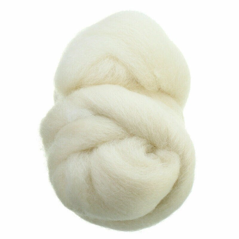 50g hvid fiber uld top, nåle stanset top roving farvet filt fiber, specielt til filt og spindemaskine.