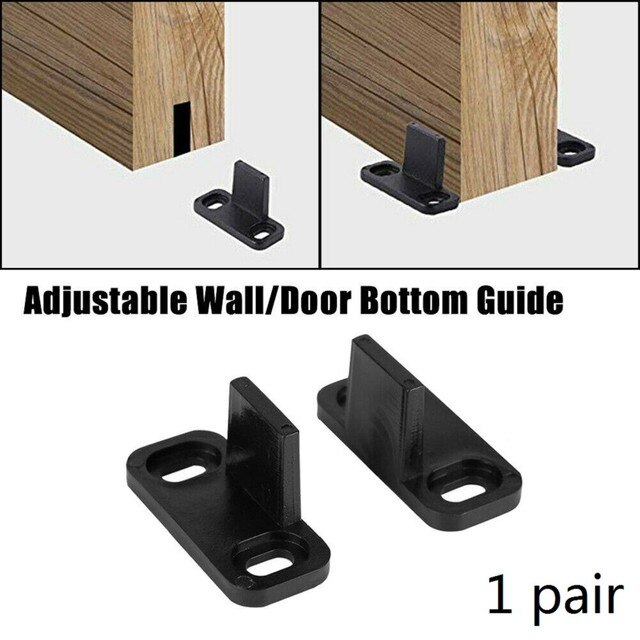 Adjustable Barn Door Floor Guide Stay Roller Rail Stopper For Bottom Sliding Door Hardware Mount Slide Rail Accessories: 2pcs black POM1