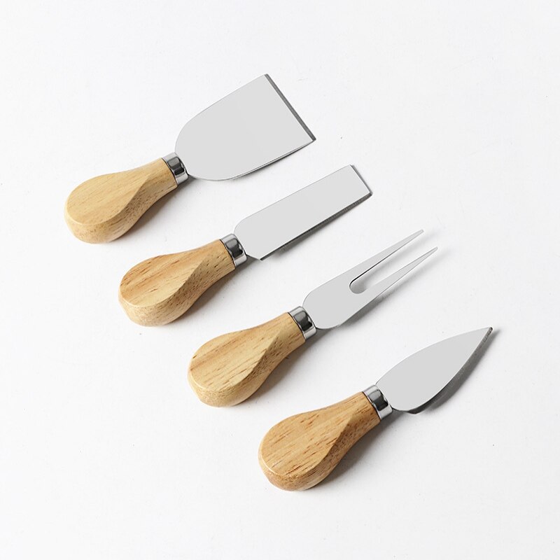 4 st trähandtag ostbräde set ek bambu bröd pizza ostskärare kniv skärare bakverktyg kök matlagning verktyg