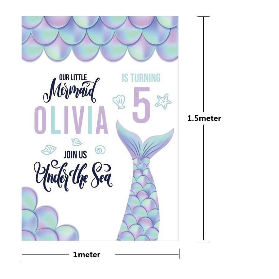 Under The Sea Poster Sign 1.5M Poster Girl Mermaid Birthday Poster Mermaid Birthday 1st Birthday Poster Mermaid Party Decor