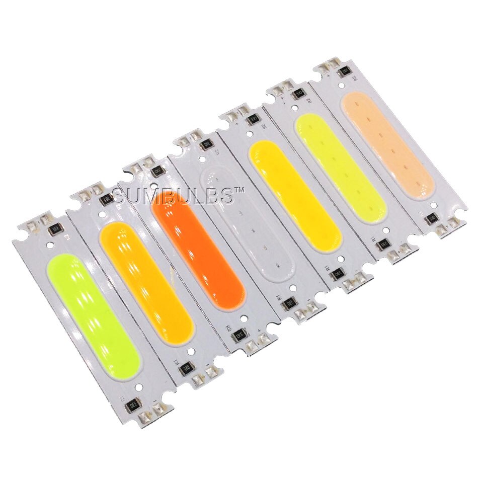 10pcs/lot COB LED Module White Yellow Orange Green Blue Red Purple 60x15mm 2W DC 12V DIY LED Chip Matrix Lamp Bulb 60MM Lights