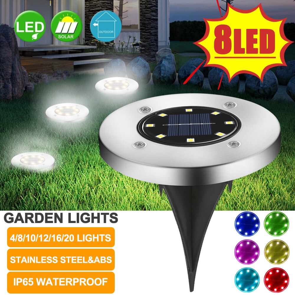 8led luz solar ao ar livre à prova dwaterproof água 8 led solar luz de rua decoração do jardim enterrado lâmpada da escada subterrânea decking luz solar 1pc