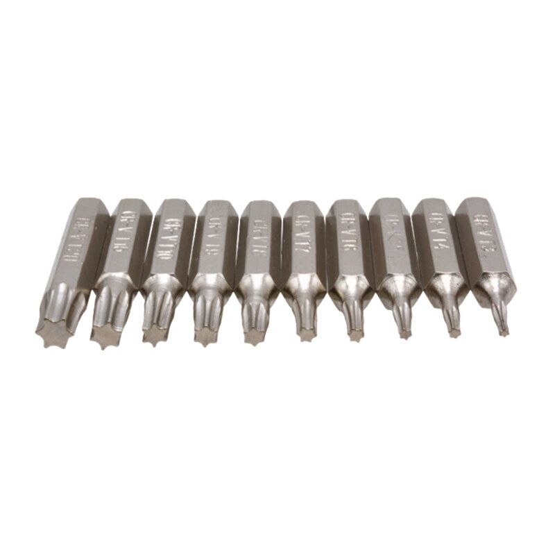 10 Uds CR-V Torx destornillador conjunto T3 T4 T5 T6 T7 T8 T9 T10 T15 T20 de reparación móvil poco flores de ciruelo reparación de la cabeza