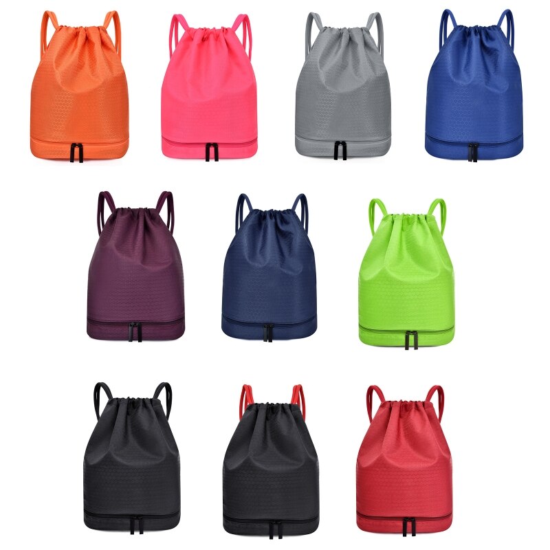Drawstring Swimming Backpack Dry Wet Separated Sport Bag Waterproof Gym Rucksack E56D