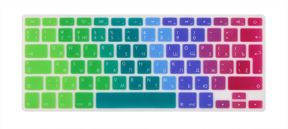 Russische EURO Voer alfabet Toetsenbord Cover Stickers Protector macbook 13.3 Mac Boek Air13 inch A1466 A1369: rainbow