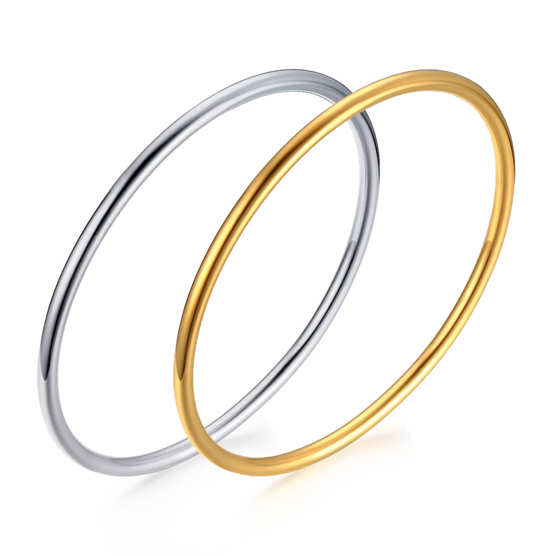 Brazalete de acero inoxidable de Color dorado para mujer, pulsera de joyería , brazalete liso, pulsera apilable, para chicas jóvenes: Negro / Color amarillo claro