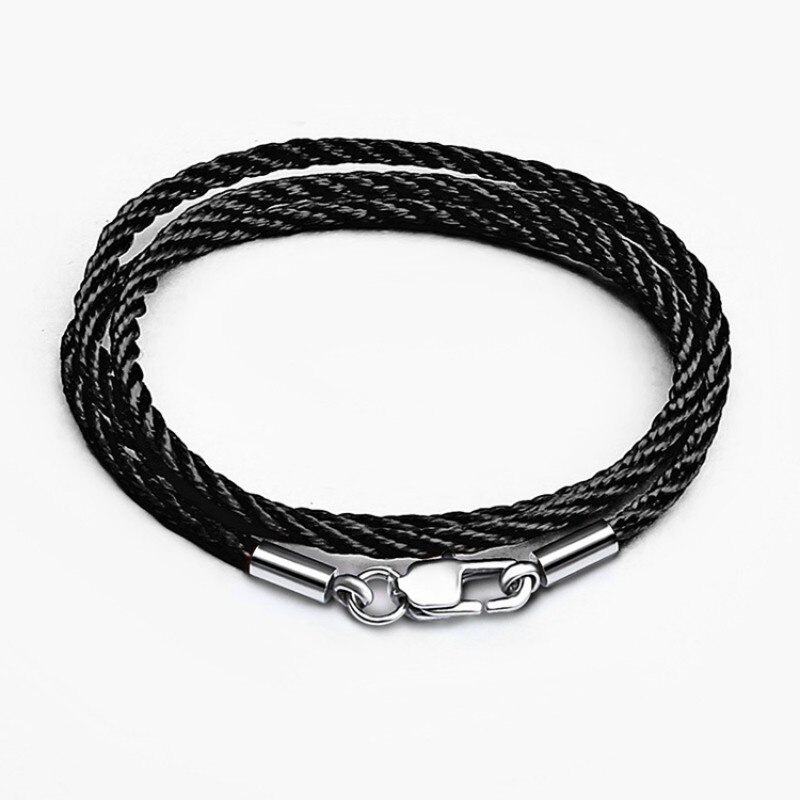 Cordón rojo y negro hecho a mano de algodón, cadena de cierre de langosta de acero inoxidable 316L, colgante DIY, collar, dijes para encontrar joyas, 2mm, 3mm