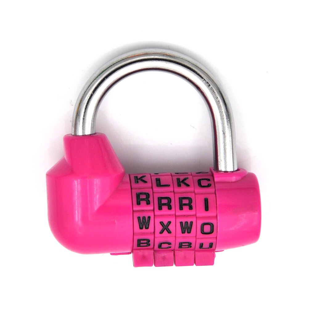 6 couleurs cadenas de sécurité 4 cadran serrures à bagages chiffre lettre combinaison voyage sécurité Code serrure journal mot de passe cadenas 1 pièces: pink