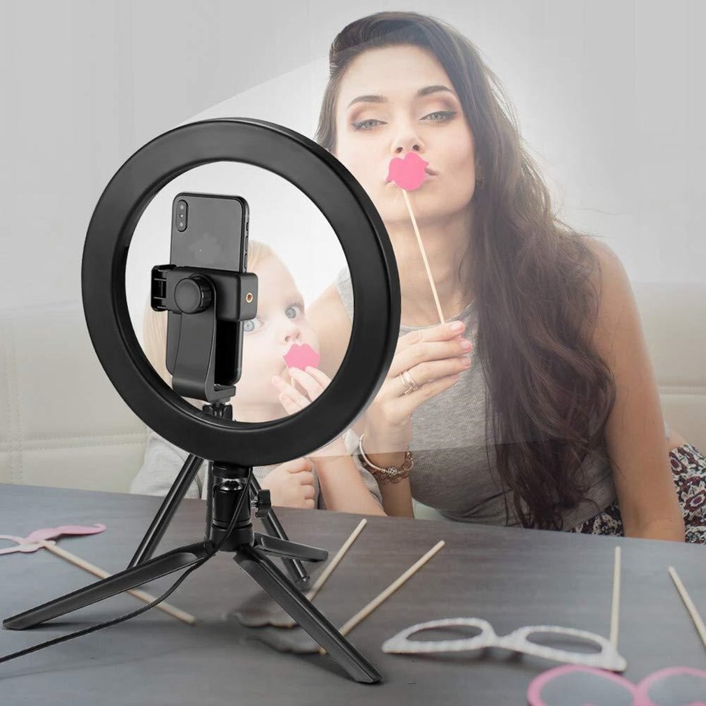 10 Inch Led Ring Statief Bracketet Anker Mobiele Telefoon Live Ring Vullen Licht Selfie Led Ring Flash Licht Invullen Stand