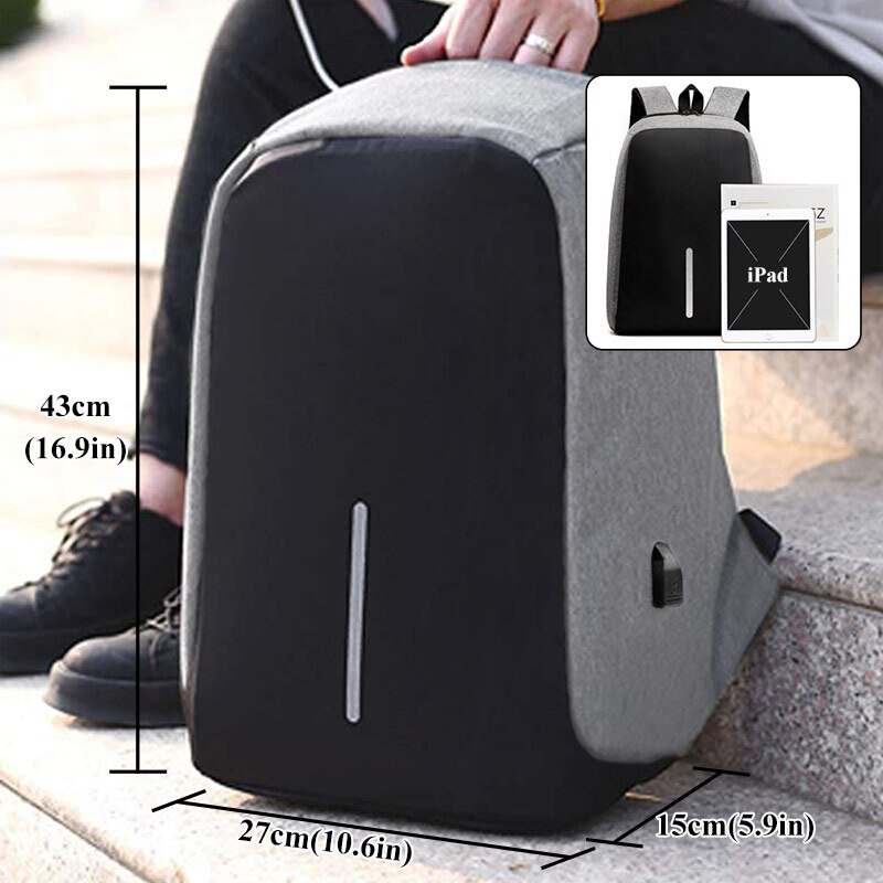Hommes école 15.6 pouces ordinateur portable sac à dos avec fermeture éclair hommes femmes hydrofuge voyage Multi USB chargeur affaires mâle sac à dos