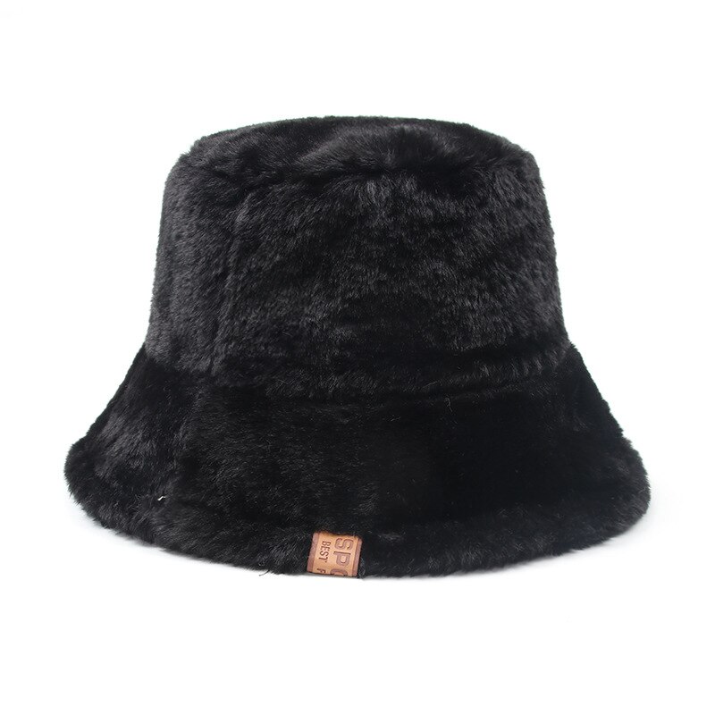 Kasjmier Als Emmer Hoeden Vrouwelijke Mode Luipaard Koreaanse Stijl Warm Street Style Trend Alle-Match Winddicht Visser Panama Cap: Black