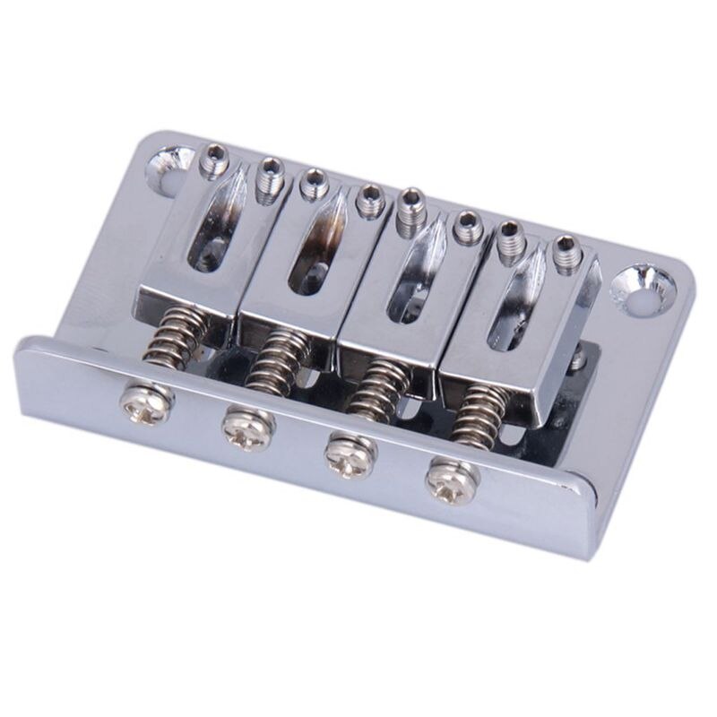 Cigar Box Guitar Parts: 4-string Chrome Hard-tail Adjustable Bridge