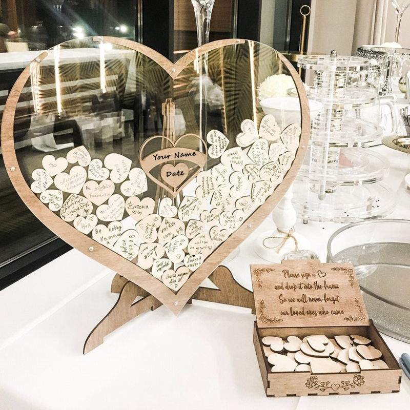 Houten Hart Gastenboek Alternatief - Bruiloft Boda Libro Decor - Hartvormige Gastendoos