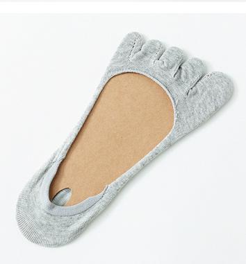 Calcetines de algodón de cinco dedos para mujer, medias invisibles de algodón, de silicona, antideslizantes, de verano: Gris