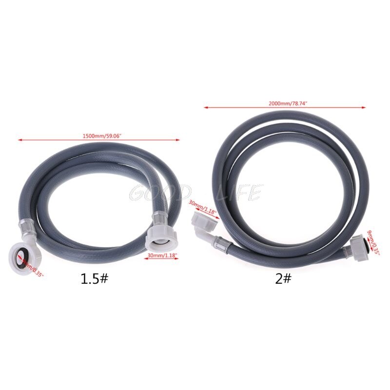 Washing Machine Dishwasher Inlet Pipe Water Feed Fill Hose With 90 Degree Bend 1.5m/2m Plastic Water Inlet Pipe