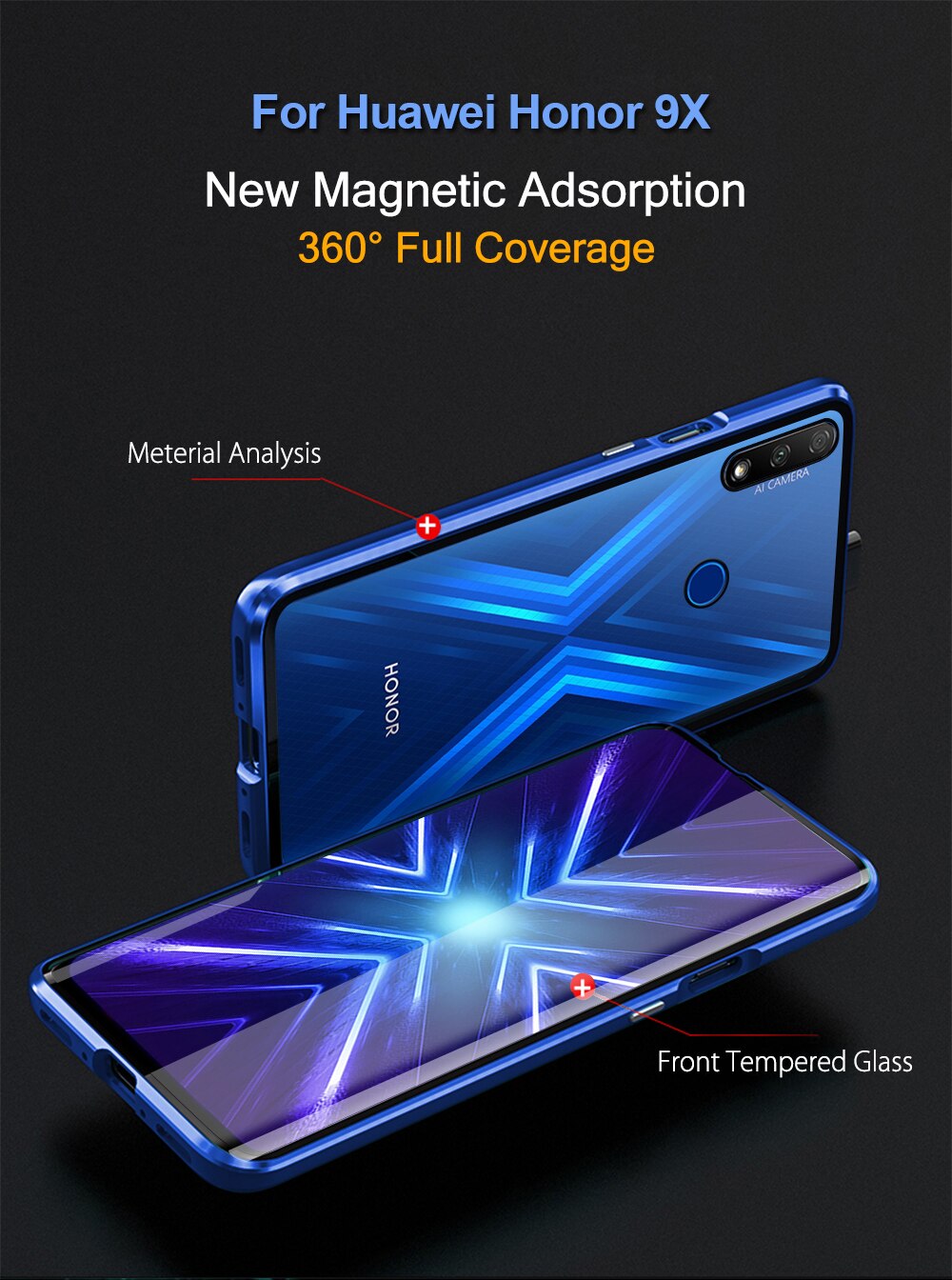 Adsorpcja magnetyczna etui na telefony dla Huawei Y6P Y7P szkło hartowane metalowa obudowa przednia i tylna szkło dla Huawei Y8P Y9S pokrywy skrzynka