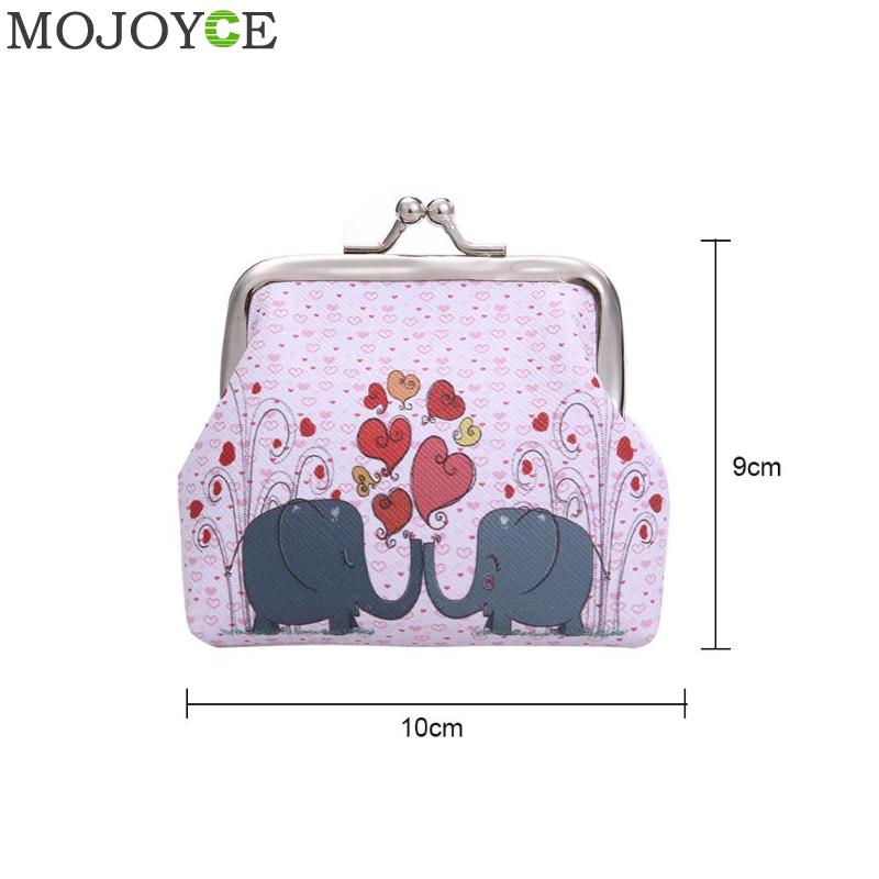 Exclusive Elephant Print Mini Coin Bag Women Coin Purses Cartoon Pattern Cute Small Bag Clutch Zero Wallet