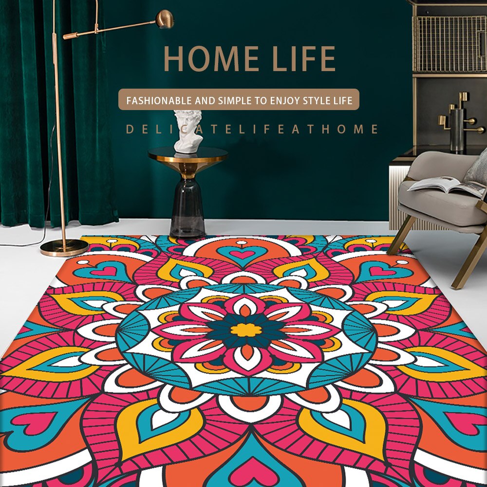 Mandala fargerike blomstermønster etnisk rektangel teppe flanell teppe alfombras godt hjem stue tepper og tepper