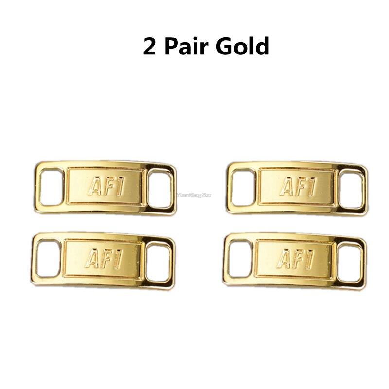 Combinación AF1 de abalorios de diamante para zapatos, cordones de , hebilla de Metal de , decoraciones, Chapa de la Fuerza Aérea 1, accesorios para zapatos: 2pair Gold