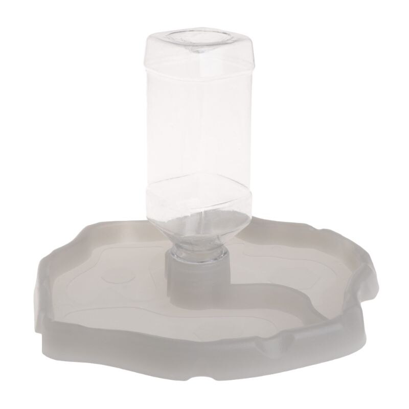 Reptile Feeder 2 in 1 Automatic Water Food Feeding Plate Lizard Turtle Dispenser 85LA: Light Grey