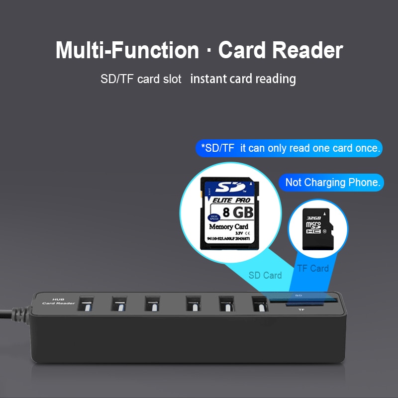 Mini USB Hub 2.0 Multi USB 2.0 Hub USB Splitter 3/6 Port Hub With TF SD Card Reader 6 Port 2.0 Hab Adapter For PC Accessories