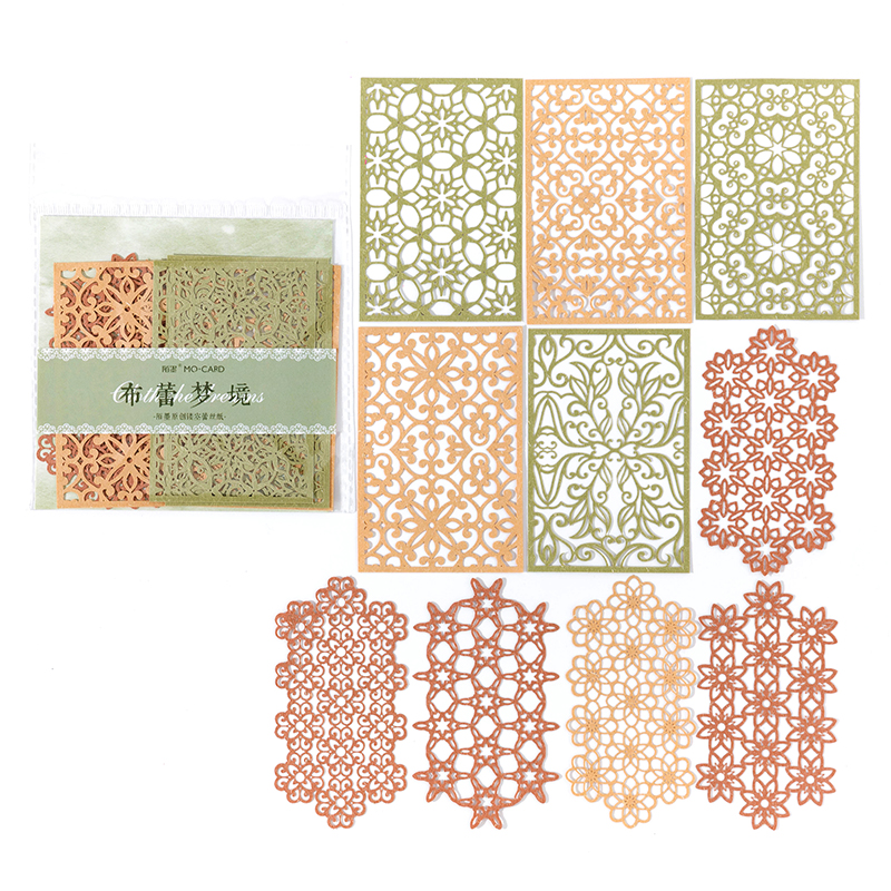 10 Pcs Ins Kant Materiaal Papier Uitgeholde Vlinder Bloemen Decoratieve Scrapbooking Dagboek Album Hand Gemaakt Collage Achtergrond Papier: Donker Kaki