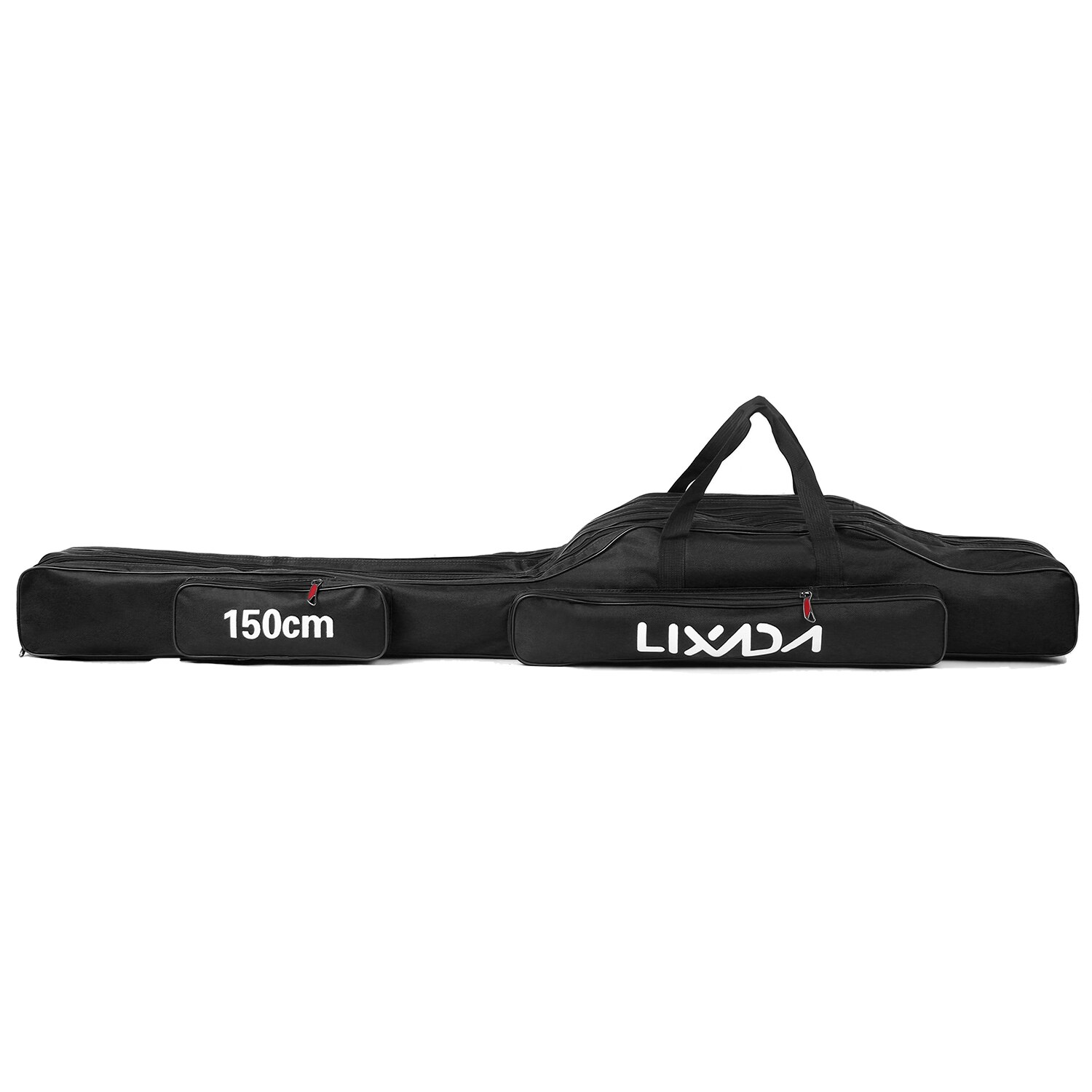 Lixada 3 Layers Fishing Pole Bag Portable Folding Rod Carry Case Fishing Reel Tackle Storage Bag Case Fishing Bag: Black 150cm