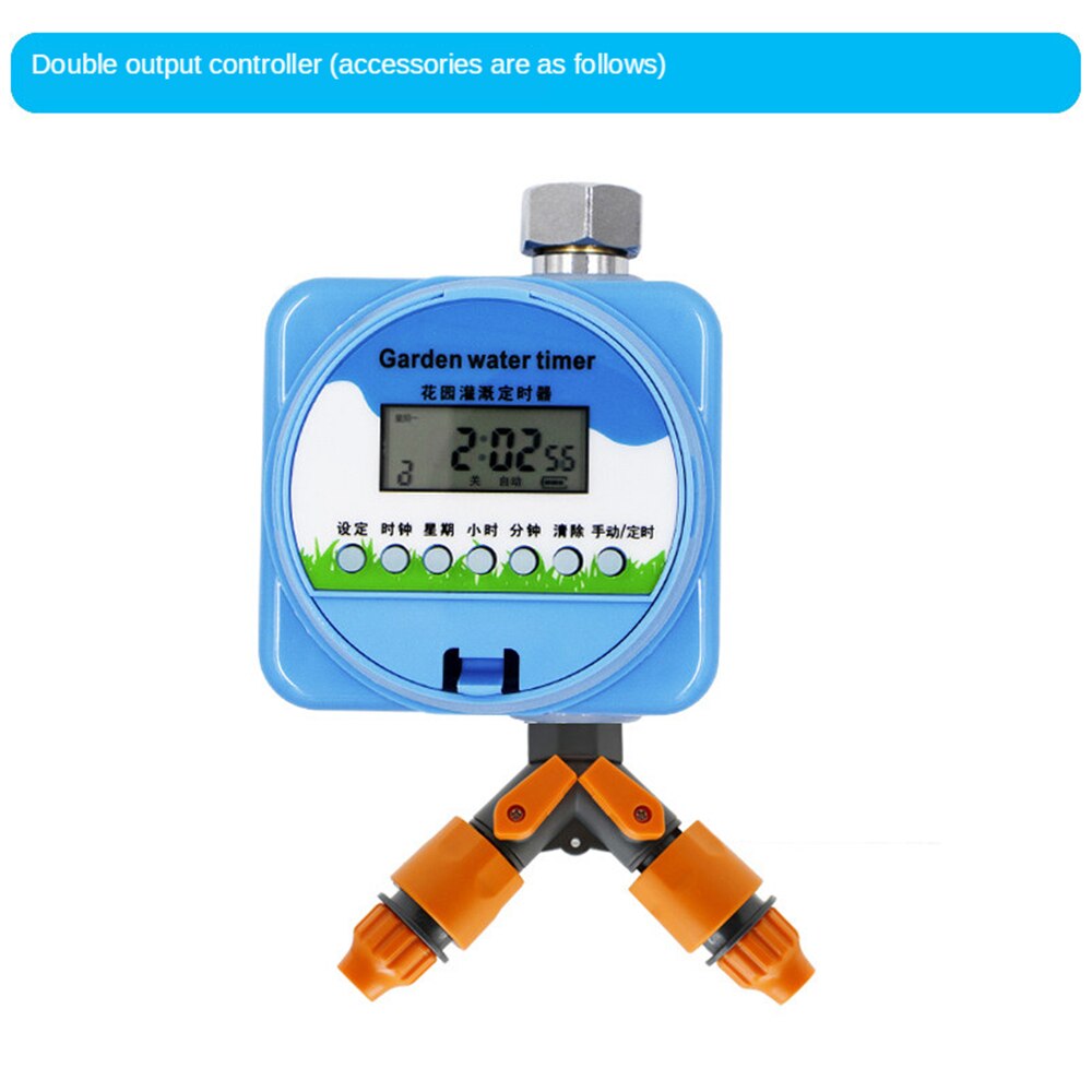 B-LIFE Digital Water Timer Upgrade Programmable Faucet Watering Timer with Huge LCD Display Waterproof Automatic Sprinkler Timer: double out