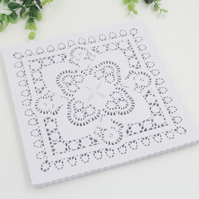 (250 Pcs/Lot) 8 inch Lace Square Paper Doilies Placemat Craft Doilies Wedding Christmas Tableware Decoration Barbecue Food Bakin