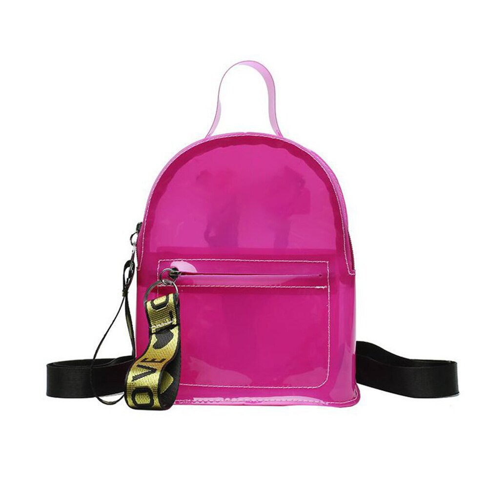 Mini Mochilas transparentes de PVC para Mujer, Mochilas escolares para adolescentes, niñas y niños, bolsas de viaje, bolsos de mano: cartoon pink