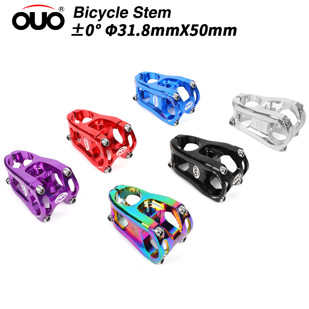 OUO MTB Bicycle Stem CNC Bike Handlebar Stem 0 Degree Bar Riser 50mm DH AM Enduro Bike Table 31.8mm Bicycl Stem