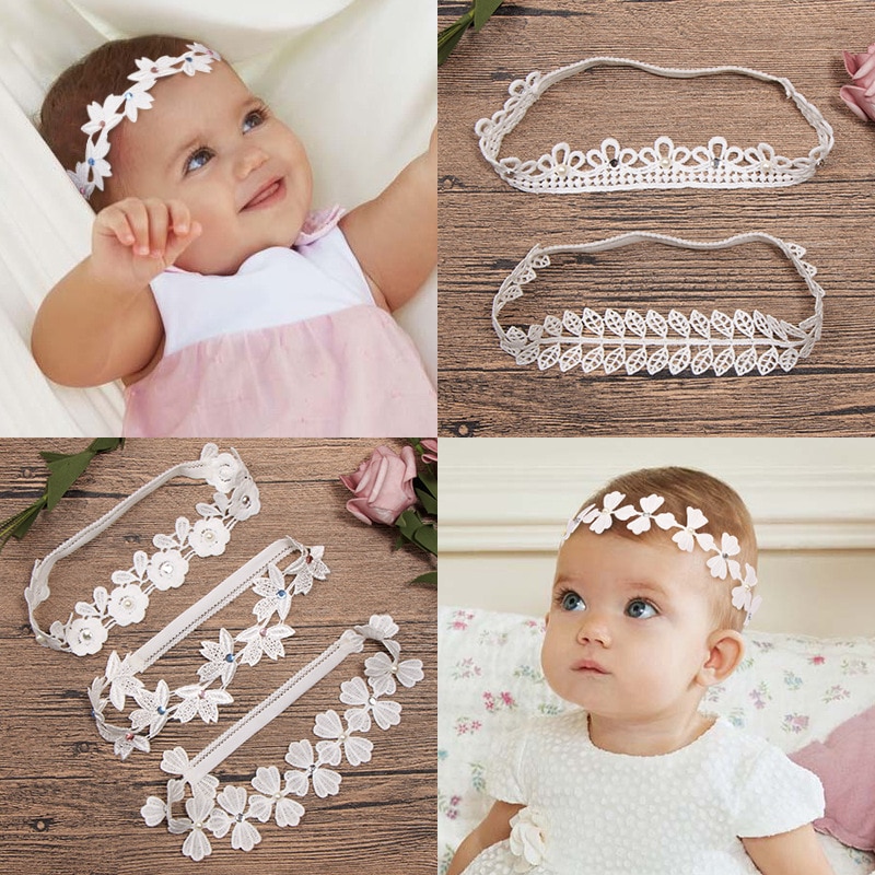 1 Pcs Baby bow girls Lace Headbands pearl flowers Headband Headwear Hair Band Baby Hair Accessories Girls Christmas