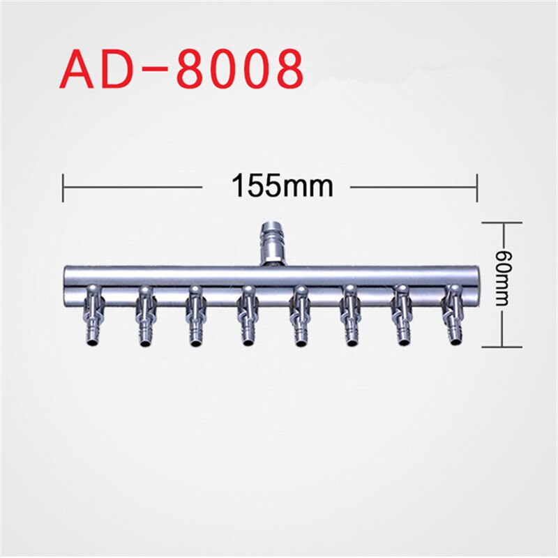 4/8mm akvaarion ilmanjakaja ilmalinja letku ilmavirran jakaja ilmaventtiilin ohjain kytkin ilmajakotukit hanat akvaarion tarvikkeet: - 8 tapa