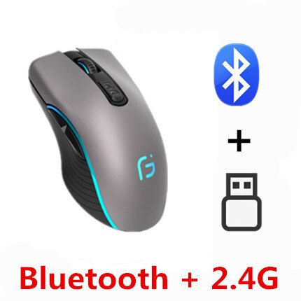 Kuwfi drahtlose Maus Bluetooth 4,0 wiederauf ladbare Maus 2,4 GHz Computer leise LED hintergrund beleuchtete ergonomische Gaming-Pause für Laptop-PC: Silber