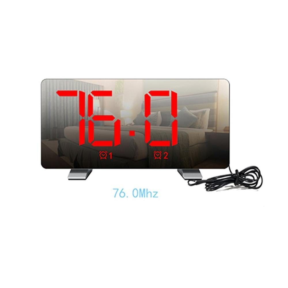 Alarm Clocks Digital Alarm Clocks with Dimmable LED Curved Screen Kids portable Clocks with Snooze Function: red