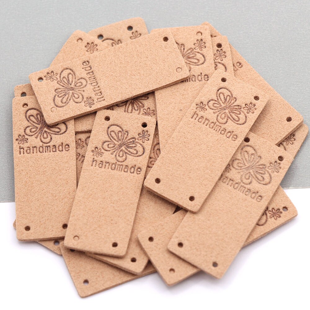 stillwen 80 Stück Handmade Kunstleder Label, etiketten tags pu,Verzierung Strickzubehör,Bunte handgefertigte Etiketten,handmade label label,Labels Zum Annähen Tags,Für DIY-hüte Kleidung Annähen