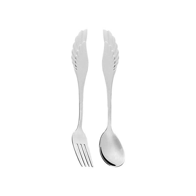 16Cm Creatieve Wings Rvs Lepel Vork Hotel Restaurant Titanium Plated Lepel Vork Bestek Vorken En Lepel Set