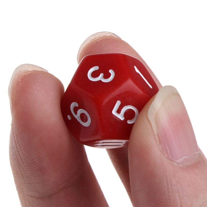 10pcs Multicolor Game Accessorie 12 Sided Acrylic Number Dice Drinking Dide