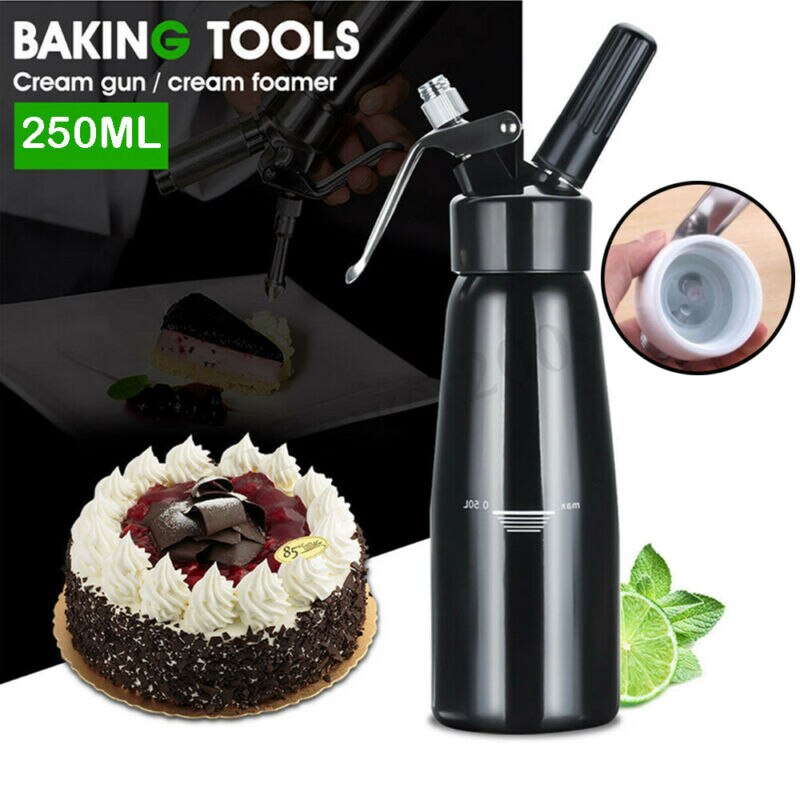 Distributeur de crème à Dessert en aluminium | Distributeur de crème à Dessert fouettée Portable de 250mL, machine à gâteaux en mousse