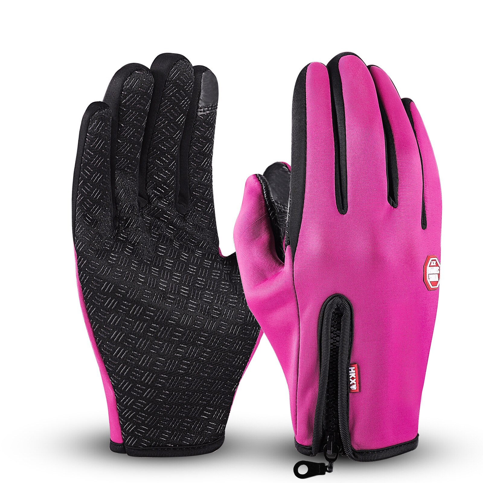 WEST Bike Ciclismo Guanti Inverno Caldo Antivento Bike Guanti Touch Screen Anti-slip Finger Completa Luva Ciclismo Guanti Della Bicicletta: Rose Red / S