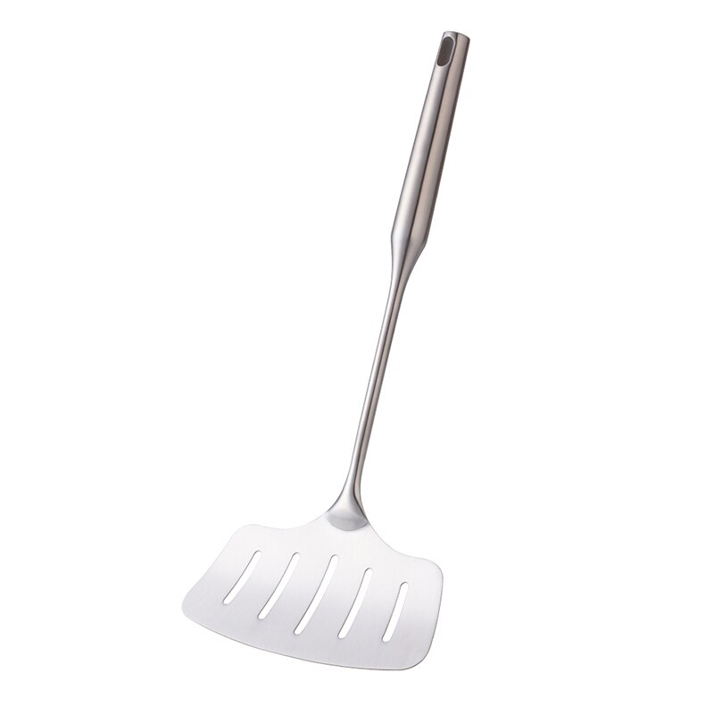 15inch Stainless Steel Slotted Turner Cooking Shovel Baking Frying Fish Shovel metal Cook ware Kitchen Tool Nonstick Spatula set: 1 Silver