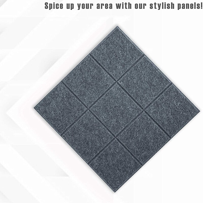 12Pcs Acoustic Absorption Panels,Beveled Ceramic Tiles For Sound Insulation,9 Block ,For Homes Offices,30X30X0.9Cm