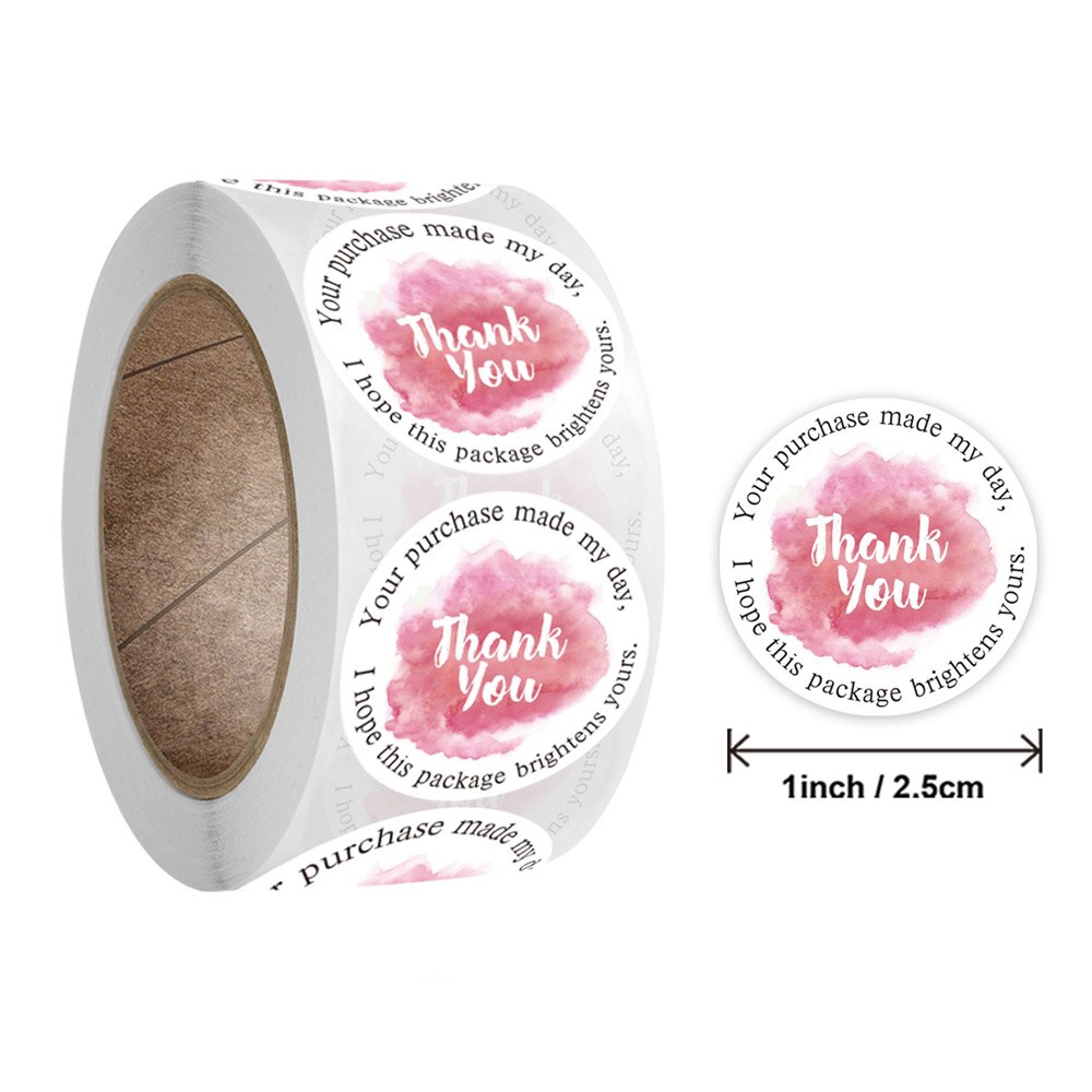 Pink Waterproof Stickers 50-500pcs 1 inch Thank You Sticker Labels Seal Label for Scrapbook Business Stationery Sticker
