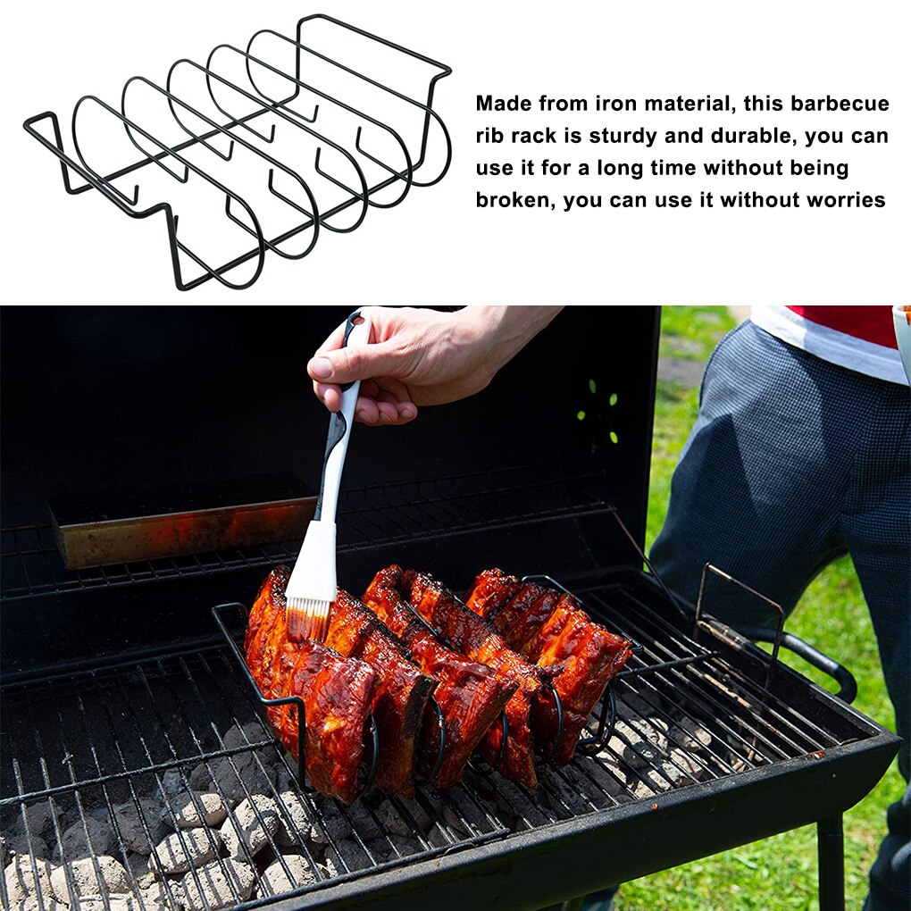 Rib Racks BBQ Rib Rack for Gas Smoker or Charcoal Grill - Non Stick Standing Rib Rack for Grilling &amp; Barbecue
